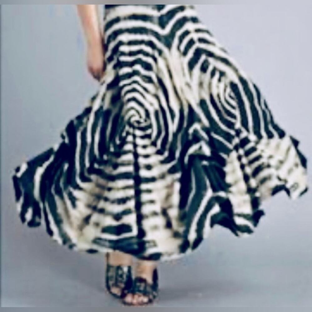 Luna Luz Parachute Tie Dye Shibori Gauzy Sheer Tiered Asymmetrical Skirt Sz M